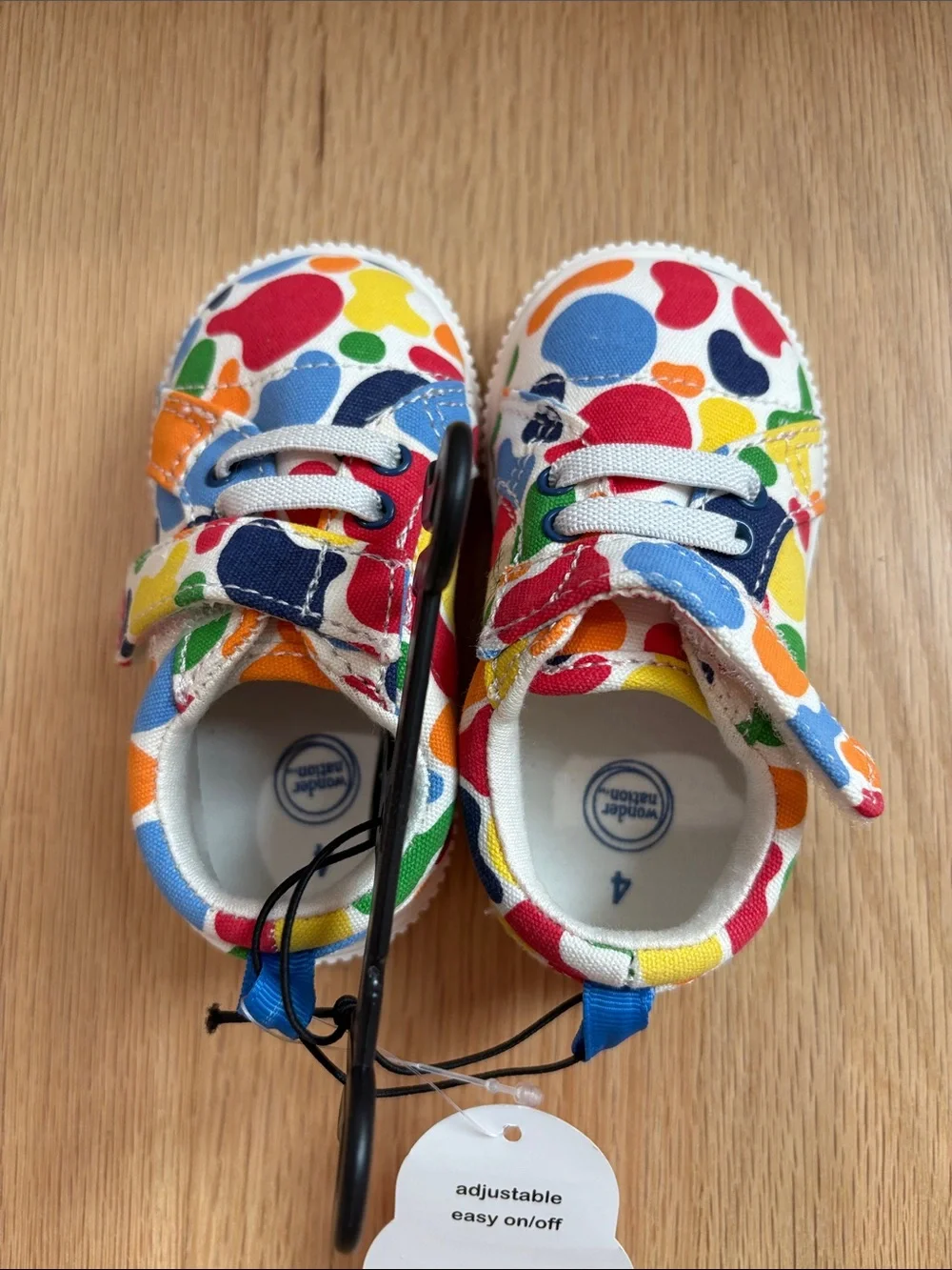 Kids Multi-Color Canvas Sneakers and White Slip-On Set Size 3 and 4 toddler